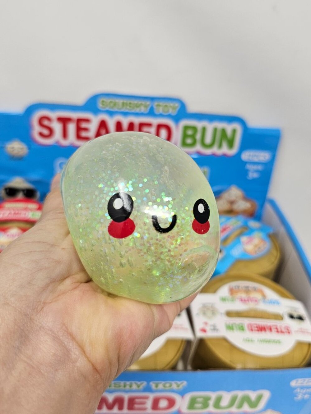 Green Glitter Squishy Dumpling Bun New in Box Toy